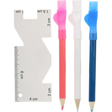 Règle métallique portable pour machine à coudre avec pinceau et stylo de tailleur (1/5)