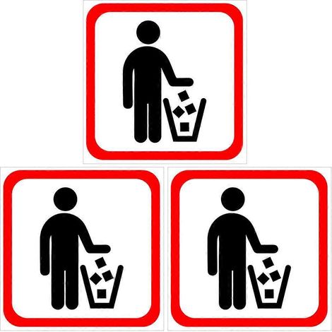 Lot de 3 autocollants pour poubelle de jardin - Panneau d'avertissement - Autocollant adhésif