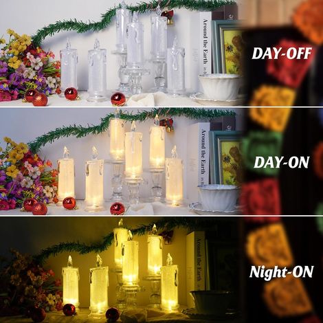 Set di 4 candele a colonna a LED bianche senza fiamma, da 6,35 cm a 17,8 cm, alimentate a batteria, ideali per decorazioni per feste. (1/4)