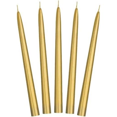 Candela conica dorata da 24 cm, 10 pezzi