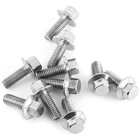 10pcs M6 Stainless Steel SS304 Screw Kit, Hex Flange Screws Washer Head Bolts Fastener(M616) (1/5)