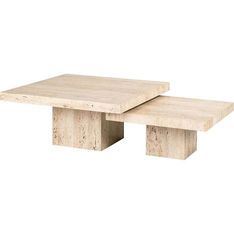 Tables de Café élégance travertin - Beige élégant (1/5)