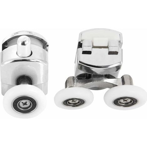 Set mit 8 Duschtürrollen - Duschkabinenrollen aus Zinklegierung - 25 mm Schiebetürrollen für Badezimmer (4 oben und 4 unten) (1/4)