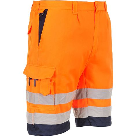 Short En Poly-coton Léger Haute Visibilité - Xxxl - Orange/marine - Portwest