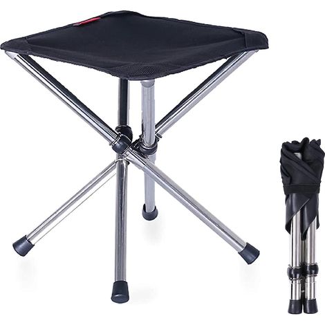 (noir - L)tabouret Pliant Camping Sige De Pche Trpied Pliable Petit Tabouret Tlescopique Portable Lger Pour Randonne Voyage Plage Bbq (1/5)