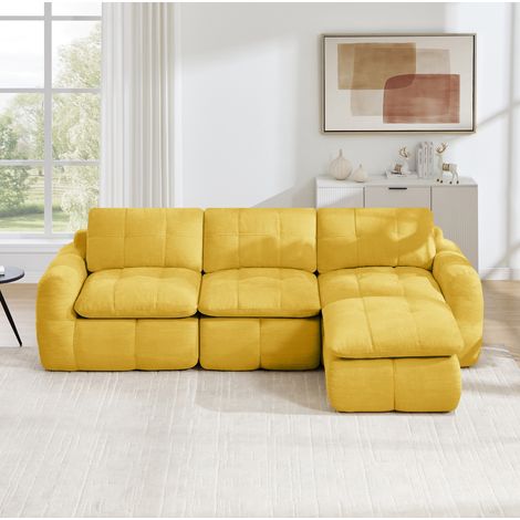 Sofá rinconera modular de 3 plazas 264 x 160 x 68 cm amarillo HAVRYA (1/5)
