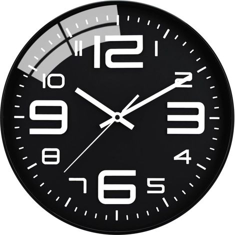 Silent Clock, 30cm Quartz Silent Clock, Battery Operated, Modern Style Designed for Home, Office and School (Black) (1/5)