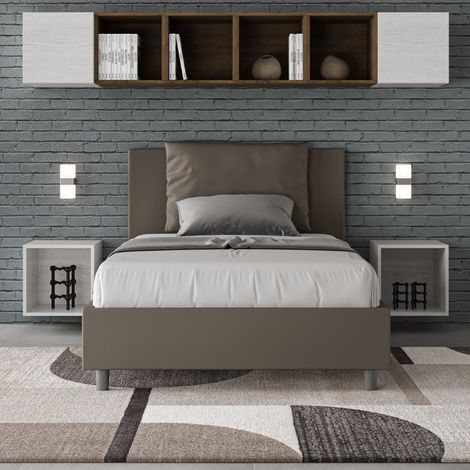 Letto una piazza e mezza senza rete imbottito 120x200 similpelle cappuccino Antea (1/4)