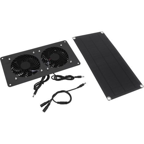 Ventilateur d'extraction à énergie solaire professionnel 10 W, Double ventilateur haute efficacité, ventilateur de Ventilation solaire pour serre, hangar, grange, poulailler (1/5)
