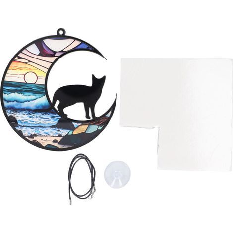 Suncatcher en acrylique coloré imprimé UV - Ornements suspendus en verre teinté en mémoire de chat TYU401 (1/5)