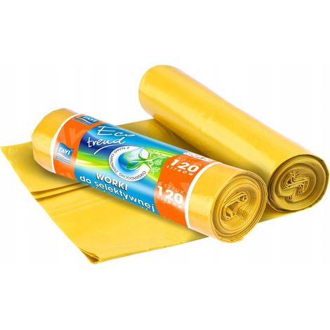 Sacchi per rifiuti in plastica gialla per la raccolta differenziata, 120 litri