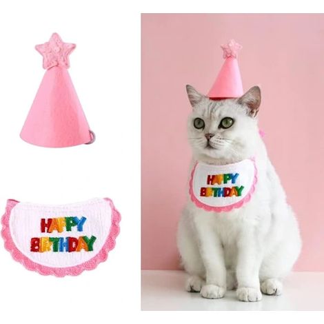 Filiyano-Écharpe rose pour animaux de compagnie - Mini chien et chat - Écharpes et chapeau de fête -[CO] (1/3)