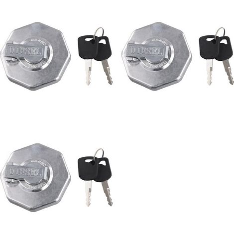 Adecuado para 3 tapones de llenado de combustible de coche con llave, compatible con ELF NPR NQR 4HK1 8-98146010-0 8-98088982-0 Plata (1/4)