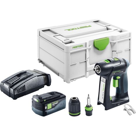 Festool C 18-Basic Perceuse-visseuse sans fil 18 V 45 Nm Brushless + 1x batterie 5,0 Ah + chargeur rapide + Systainer