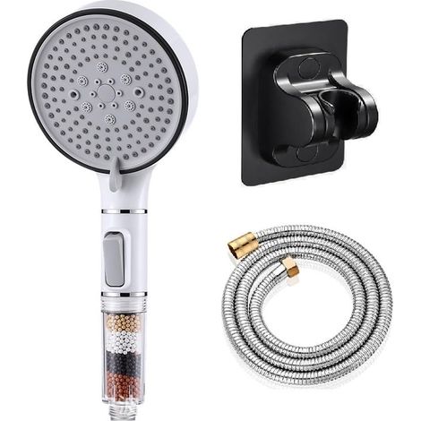 Pommeau de Douche, pommeau de Douche Filtre,Douchette main haute pression avec 5 types,douchettes à main filtrées avec flexible de 1,5m, SPA Pomme de Douche pour eau dure, chlore résiduel (1/5)