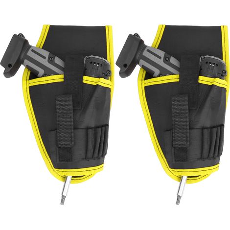 Pochette de ceinture pour perceuse électrique (lot de 2), sac multifonctionnel portable sans fil pour outil d'électricien, bordure jaune (1/5)