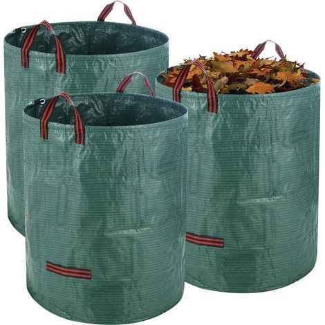 3 x 272L Gartensäcke, Grünschnittsäcke, Gartenabfallsäcke, faltbar und wiederverwendbar, geeignet für Unkraut, Laub und Abfall (1/5)