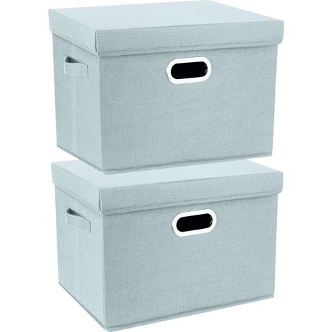 Lot de 2 Boîte de rangement Tissu Pliable Couvercle 44x30x29 cm Polyester Oxford Bureau Maison (1/5)