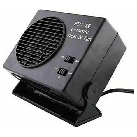 Chauffage soufflant électrique portable 300W 12V – Céramique – Dégivreur de fenêtre – Désembueur pour voiture – Débit d'air chaud 23A