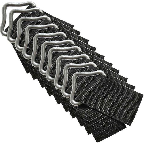 Lot de 10 boucles à ressort pour trampoline, résistantes, à dégagement rapide, avec anneaux en V triangulaires. (1/2)