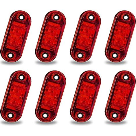 Biqing 8PCS Feu de Gabarit Remorque Rouge, Feux de Gabarit Feux De Côté Led Universel 12V / 24V pour voiture camion van remorques camion bus de voiture (1/5)
