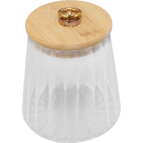 580 ml Teedose aus Glas, transparenter Aufbewahrungsbehälter mit luftdichtem Bambusdeckel für die Arbeitsfläche. (1/5)
