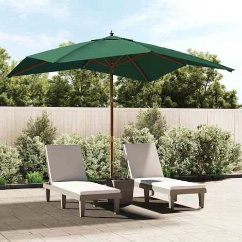 vidaXL Sombrilla de jardín con poste de madera verde 300x300x273 cm (1/5)