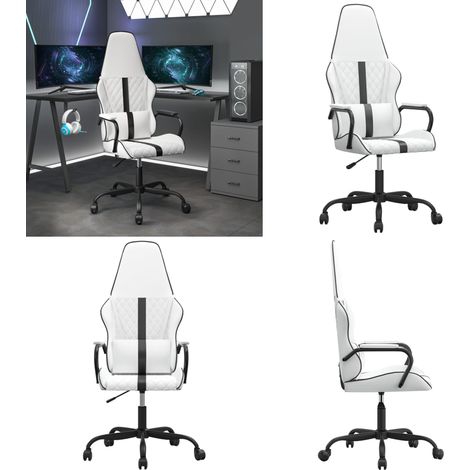 Chaise de jeu Blanc et noir Similicuir - Chaise Gaming - Fauteuil Gamer - Chaise Bureau - Chaise Ergonomique - Simuli Cuir - Home & Living