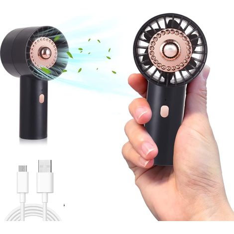 Ventilateur personnel portable rechargeable par USB (noir), convient à une utilisation intérieure et extérieure. (1/5)