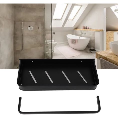 Wandmontierter Handtuchhalter aus Aluminium für das Badezimmer, kein Bohren erforderlich, Ablagefläche für das Waschbecken ohne Haken (1/5)