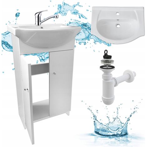 Badezimmermöbel - 60 cm - Weiß - Elegantes Design - Platzsparend und Funktionalität (1/5)