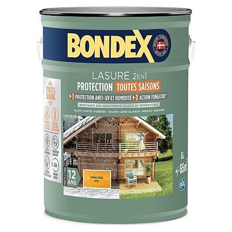 2-in-1 Exterior Wood Stain - Golden Oak - Satin Finish - 12-Year Protection - All Seasons - Bondex - 5L