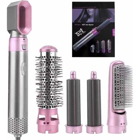 Sèche-cheveux rose 5 en 1 (version améliorée, vitesse 5W, conforme aux normes européennes), fer à friser à ions négatifs (1/5)