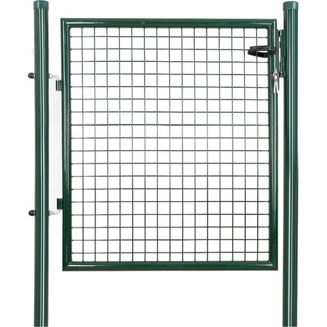 Songmics – Portillon de jardin grillagé en acier galvanisé – Dimensions 90 x 106 cm – Serrure incluse – Résistant aux intempéries – GGD150G