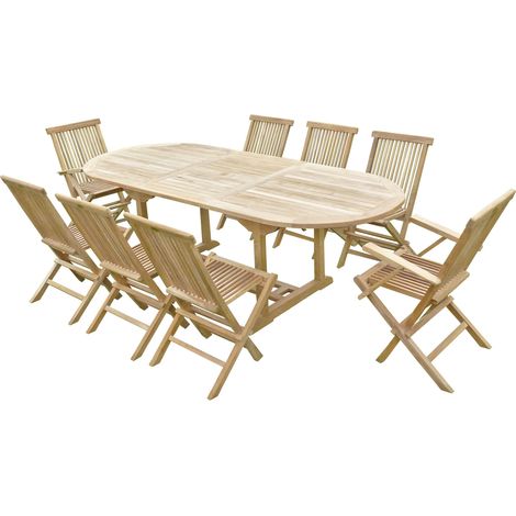 Ensemble de jardin en teck premium MILANA 6 chaises 2 fauteuils JENAE (1/5)
