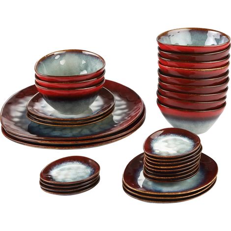 Juego de vajilla de 33 piezas, diseño elegante, cerámica duradera. (1/2)