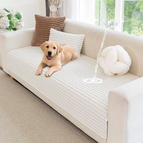 Housse de Canapé, Protege Canape Impermeable, Housse Canape d'angle, Doux Couverture pour Canapé, Tapis, Rebord de Fenêtre (Blanc, 90 x 160 cm) (1/5)