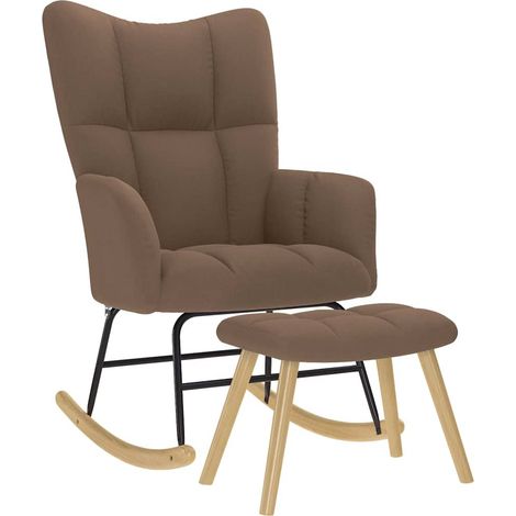 Teenpull – Schaukelstuhl mit Fußhocker Braun Stoff (1/5)