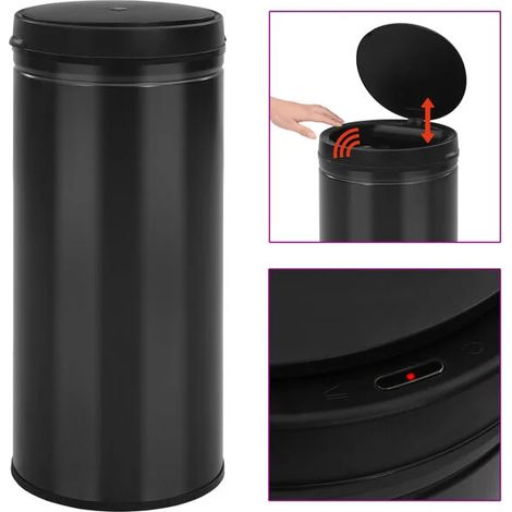 Trémie à capteur automatique de 80 litres, en acier au carbone, noire. (1/5)