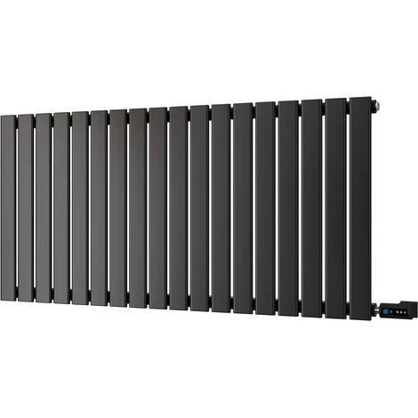 Typhoon - Black Horizontal Electric Radiator H600mm x W1224mm Single Panel 900w Thermostatic WIFI