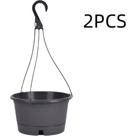 Set di 2 vasi sospesi, diametro 25,4 cm, per uso interno ed esterno, vaso da fiori sospeso con foro di drenaggio per giardino e casa (nero)