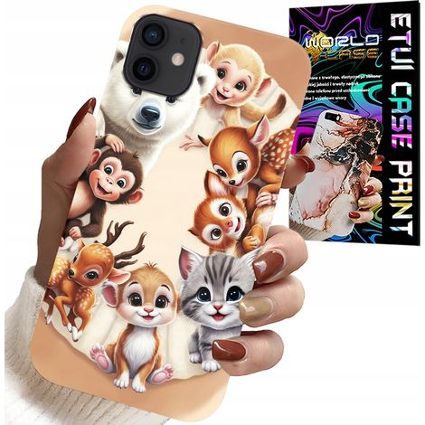 Custodia per iPhone 12 - retro per bambini con animali della foresta (1/5)