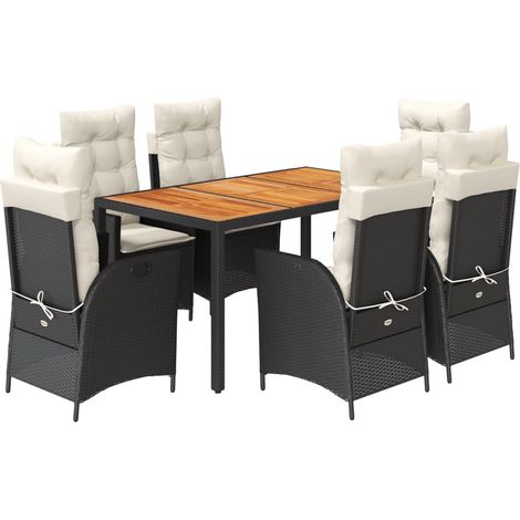 Maison Exclusive - 7-tlg. Garten-Essgruppe mit Kissen Schwarz Pol