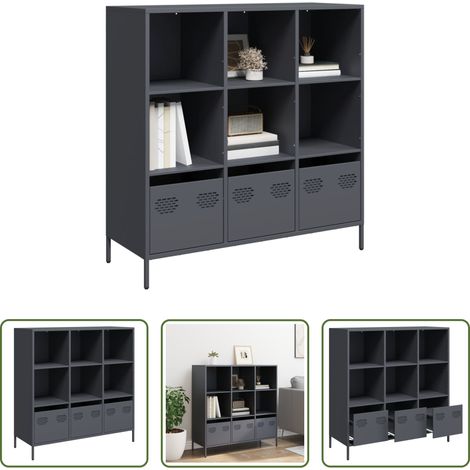 Stahl Schrank - Highboard Anthrazit 101,5x39x103,5 cm Stahl (1/5)