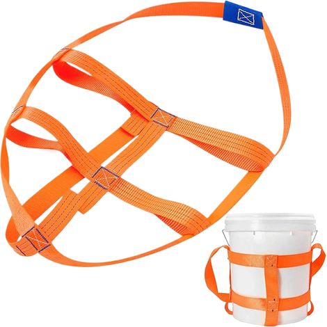 Drum Sling, 5 Gallon Pail Harness with 200Lbs Capacity, Heavy Duty Polyester Webbing Sling for Garden, Construction, Pool Maintenance, Boat, Camping