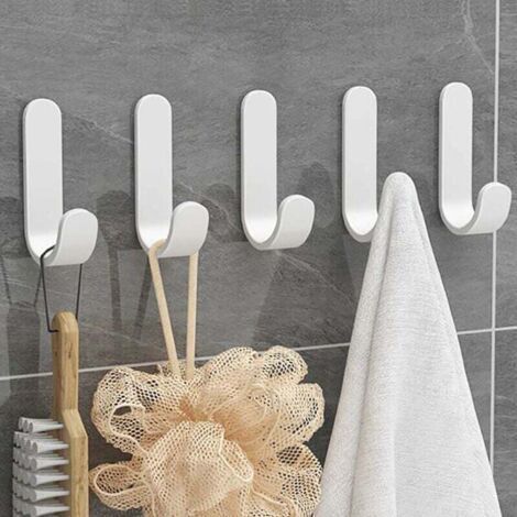 5 Pièces (Blanc)Crochet Adhésif 3M Autocollants Crochet Murale Salle de Bain Porte Serviette Imperméable pour Chambre Salle de Bain Cuisine Plafond accrocher des Peignoirs (1/5)