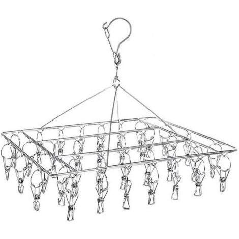 Etendoir Chaussette, Étendoir à Linge à Suspendre avec 36 Pinces en Acier Inoxydable à lépreuve du Vent pour Chaussettes,sous-vêtements,vêtements,Serviettes (1 Pack Hanger) (1/4)