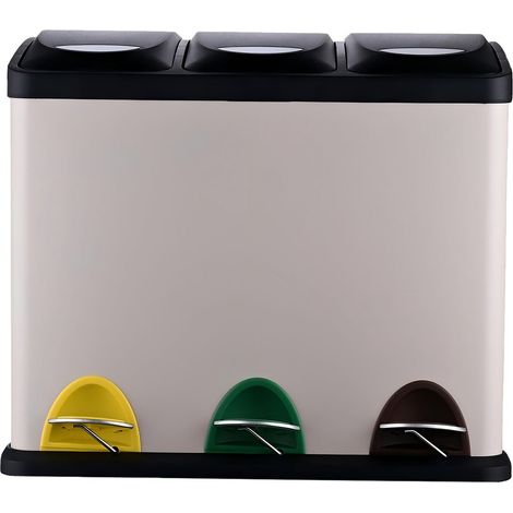 Cubo de basura de cocina, 3 compartimentos, 8 litros cada uno