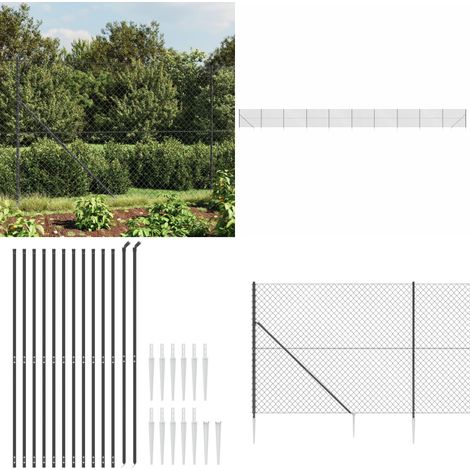 Clôture à mailles losangées avec ancrage anthracite 1,6x25 m - Clôture - Clôture En Maille - Clôture Cyclique - Clôture Métalliques - Clôture Jardin - Home & Living (1/5)