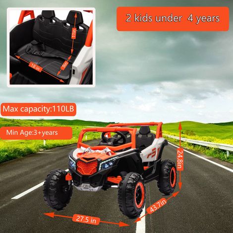 Voiture électrique pour enfants, UTV électrique 2 places, jouet UTV 12V, voiture électrique 4x4 avec télécommande et fonction balançoire, pour garçons et filles de 3 à 6 ans. (1/5)